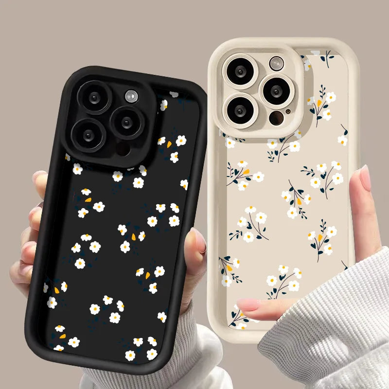 Liquid Silicone Case For iPhone 16 Pro Case iPhone 17 Pro Max 16 13 14 15 12 11 ProMax 17 Air 16 15 Plus Floral Shockproof Cover