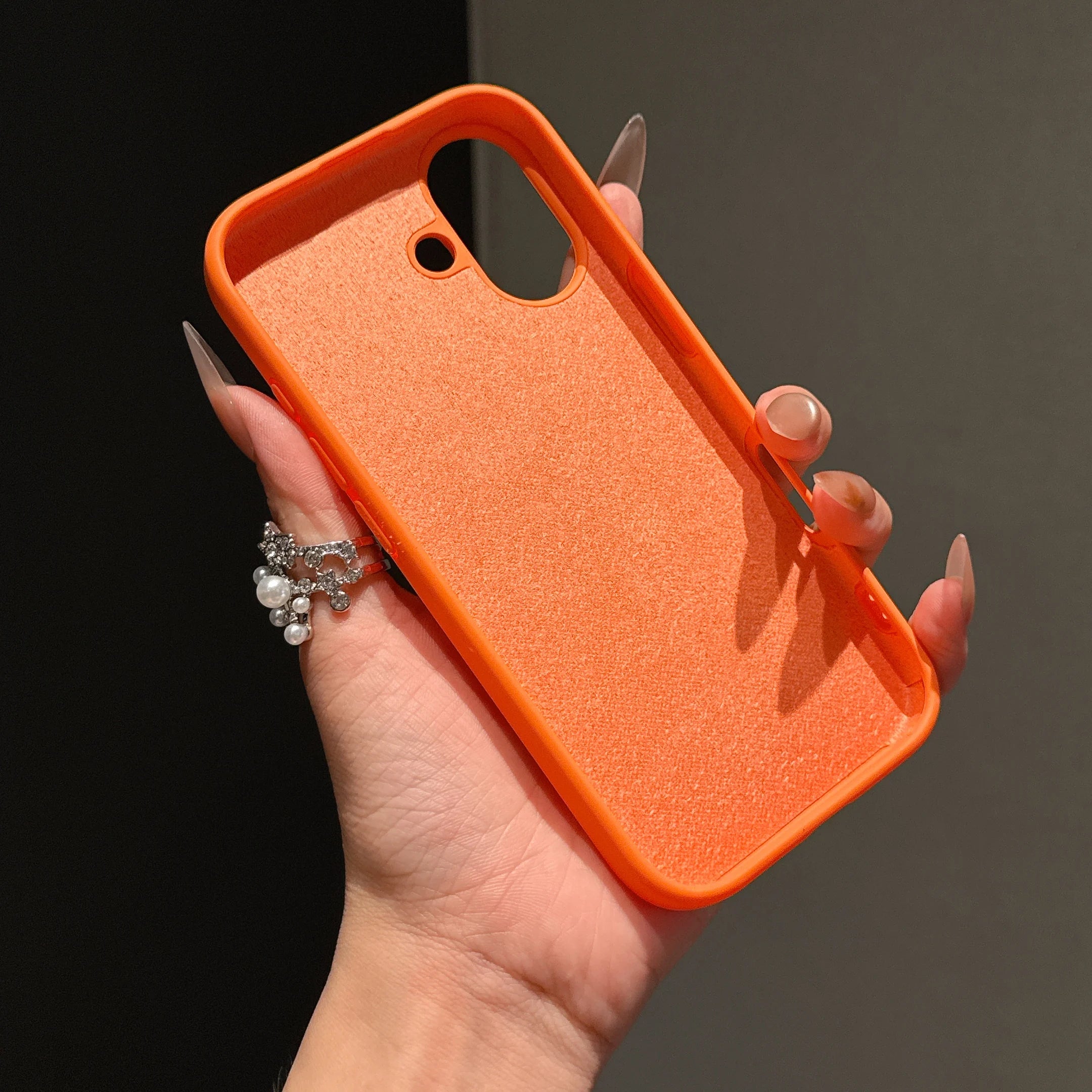 Original Liquid Silicone Orange Color Case For iPhone 17 Pro Max 17 16 15 14 13 12 11 ProMax mini Plus Non-Slip Bumper Cover