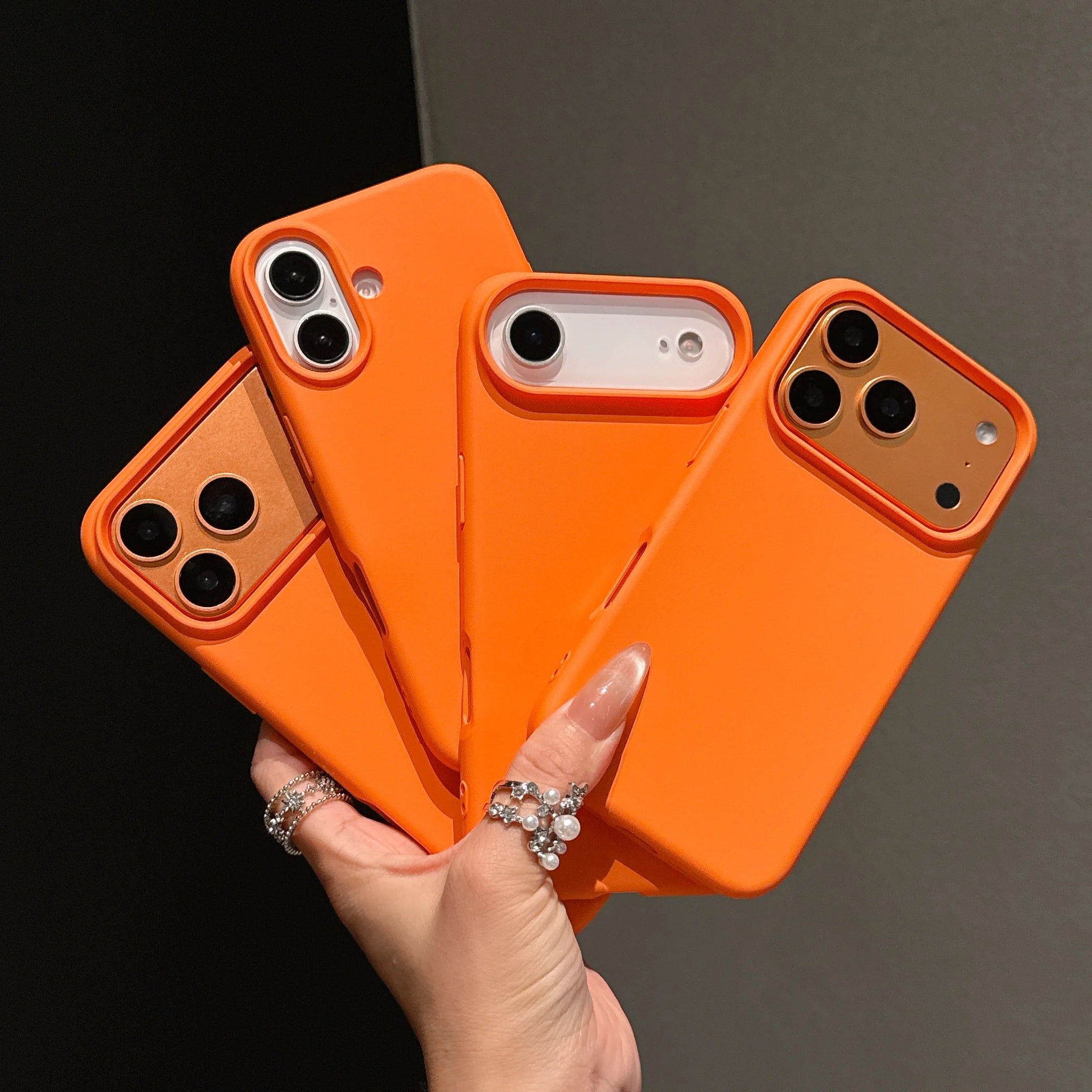 Original Liquid Silicone Orange Color Case For iPhone 17 Pro Max 17 16 15 14 13 12 11 ProMax mini Plus Non-Slip Bumper Cover