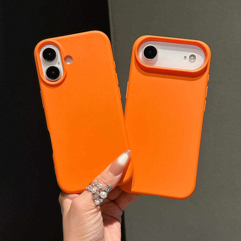 Original Liquid Silicone Orange Color Case For iPhone 17 Pro Max 17 16 15 14 13 12 11 ProMax mini Plus Non-Slip Bumper Cover