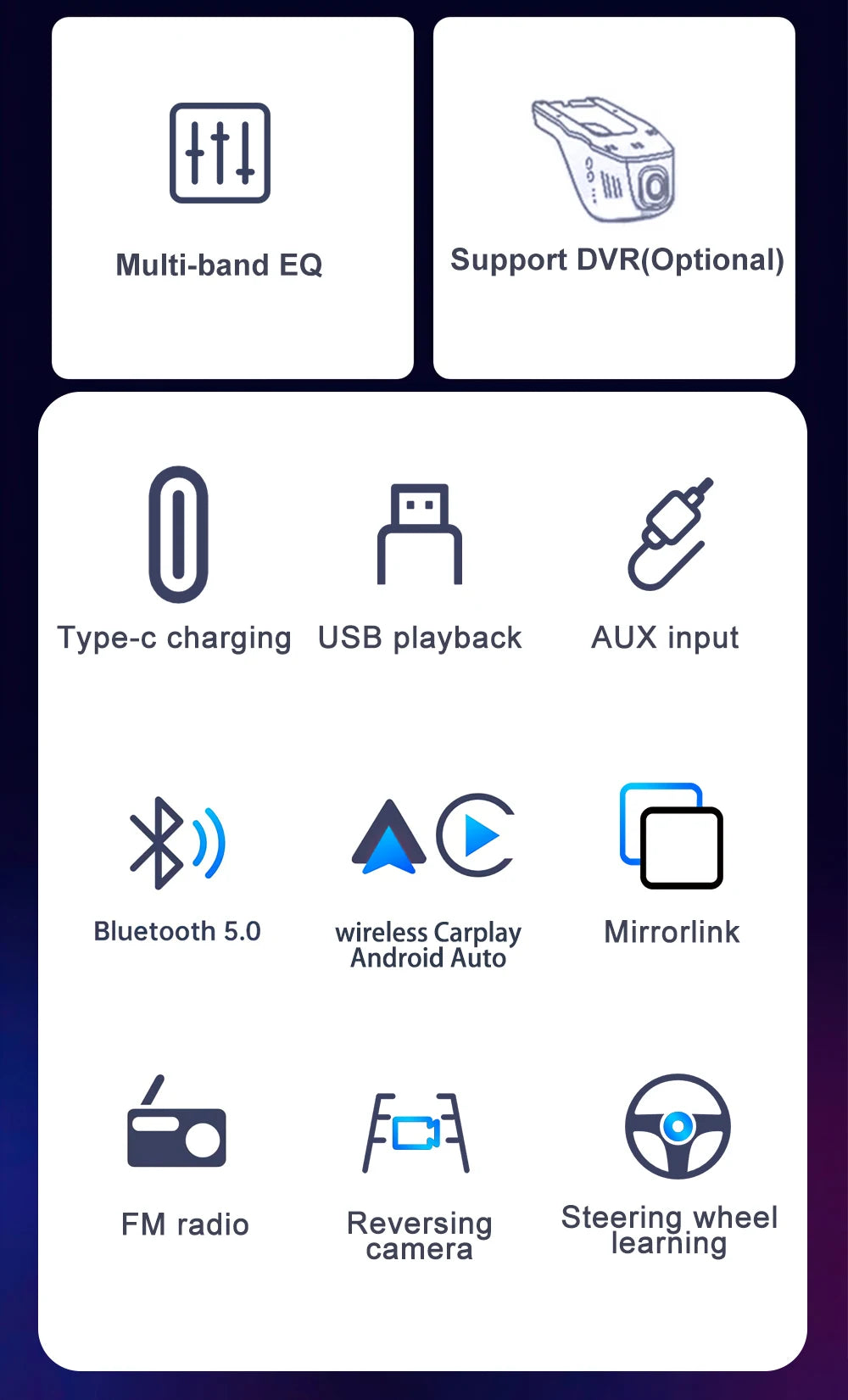 IPS 6.9 Inch 1Din Wireless Or wired Carplay Android Auto Car Radio Multimedia MP5 Player 1 Din DVD Bluetooth Stereo USB Charging
