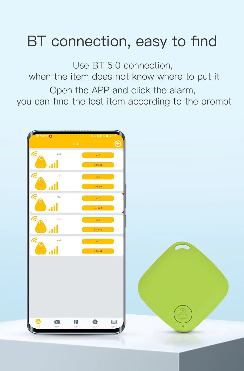 Smart Bluetooth GPS Tracker Tag Anti-Lost Reminder Compatible with Android IOS Car Key Pet Finder Rated Locator