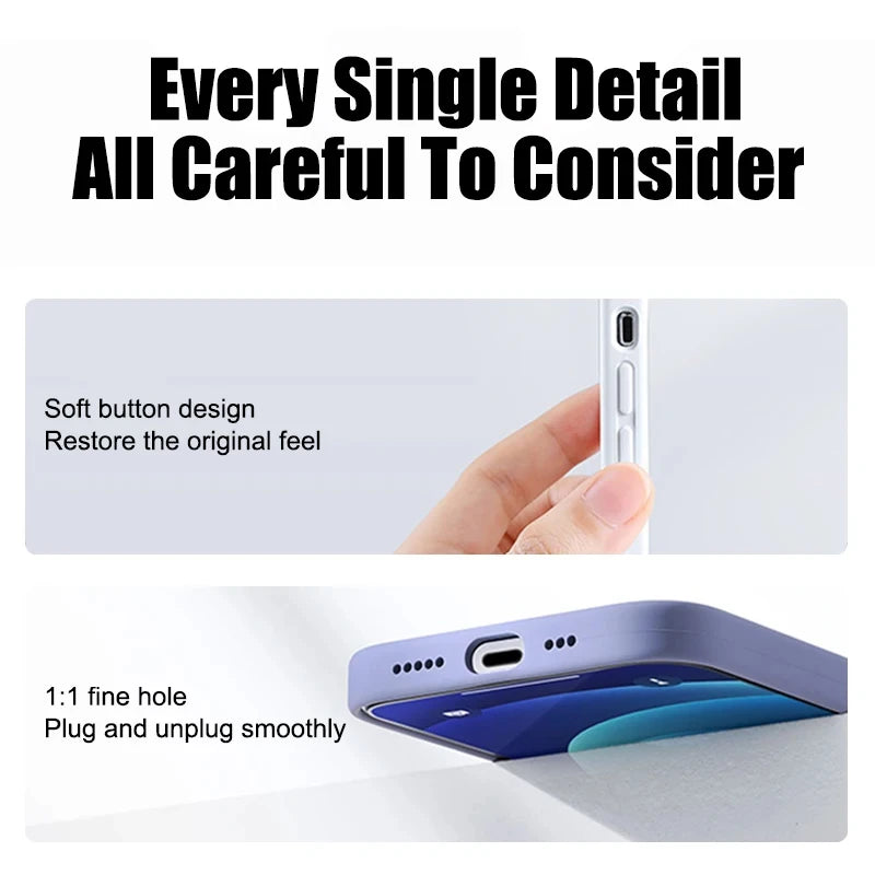 Original Liquid Silicone Case For iPhone 13 12 11 14 15 16 Pro Max Plus Official Case Bumper Protective Cover Phone Accessories