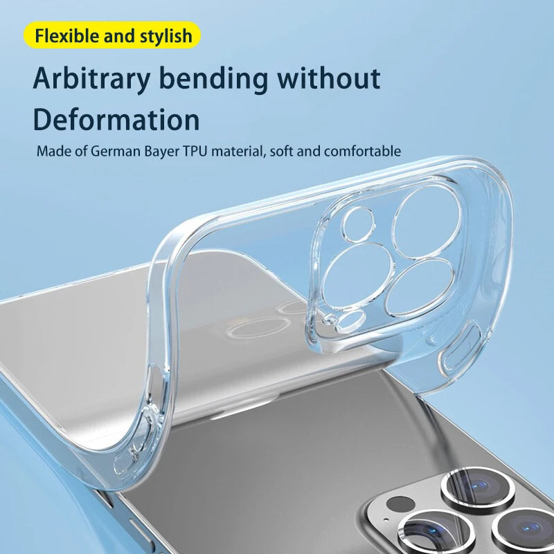 Clear Phone Case For iPhone 16 15 14 13 12 11 Pro Max Silicone Soft Cover For iPhone 13 Mini X XS Max XR 8 7 6 Plus Back Shell